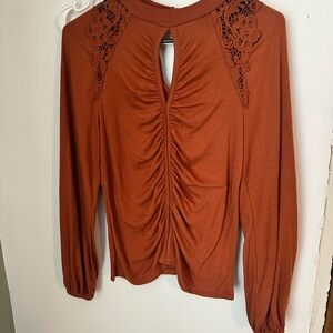 Daytrip Rust Lace Detail Blouse